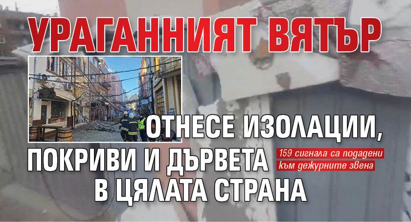 Ураганният вятър отнесе изолации, покриви и дървета в цялата страна