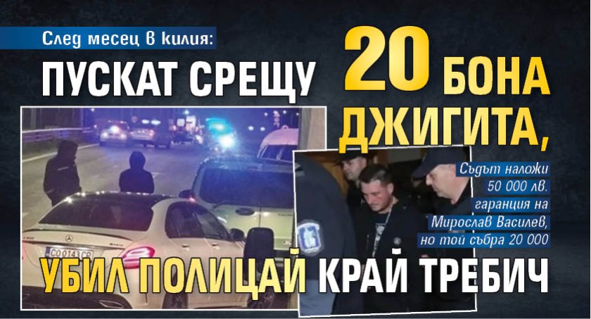 След месец в килия: Пускат срещу 20 бона джигита, убил полицай край Требич