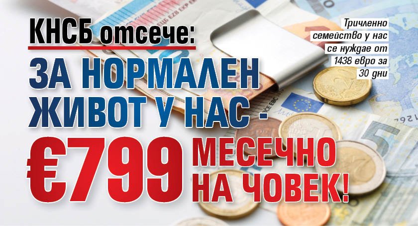 КНСБ отсече: За нормален живот у нас - &euro;799 месечно на човек!