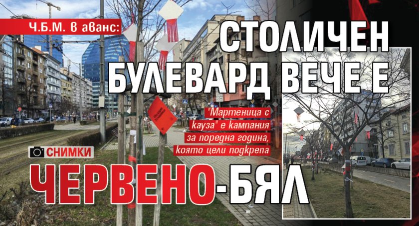 Ч.Б.М. в аванс: Столичен булевард вече е червено-бял (СНИМКИ)