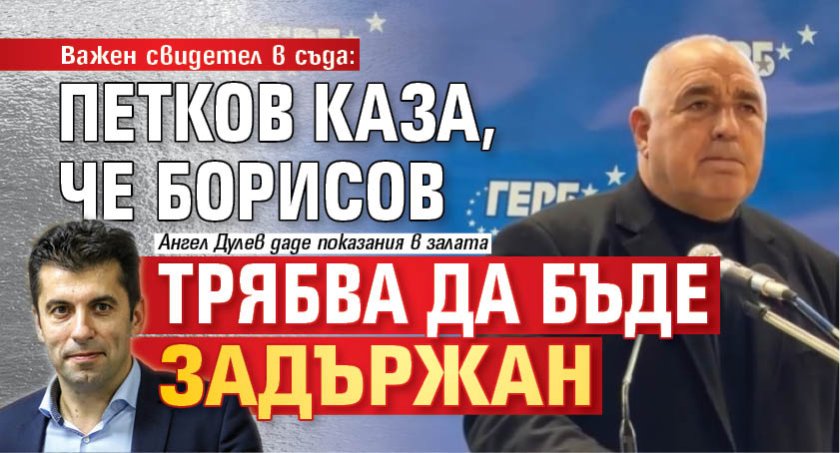 Важен свидетел в съда: Петков каза, че Борисов трябва да бъде задържан