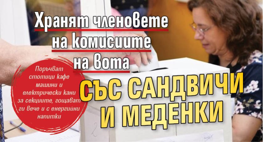 Хранят членовете на комисиите на вота със сандвичи и меденки