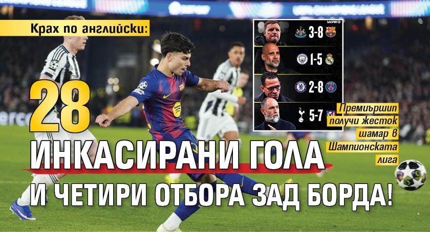 Крах по английски: 28 инкасирани гола и четири отбора зад борда!
