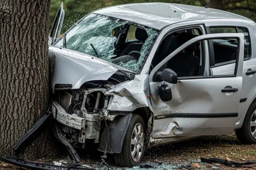 Кола се заби в дърво край парка в Дупница, шофьорът е пострадал