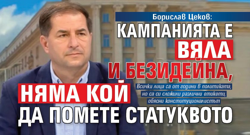 Борислав Цеков: Кампанията е вяла и безидейна, няма кой да помете статуквото
