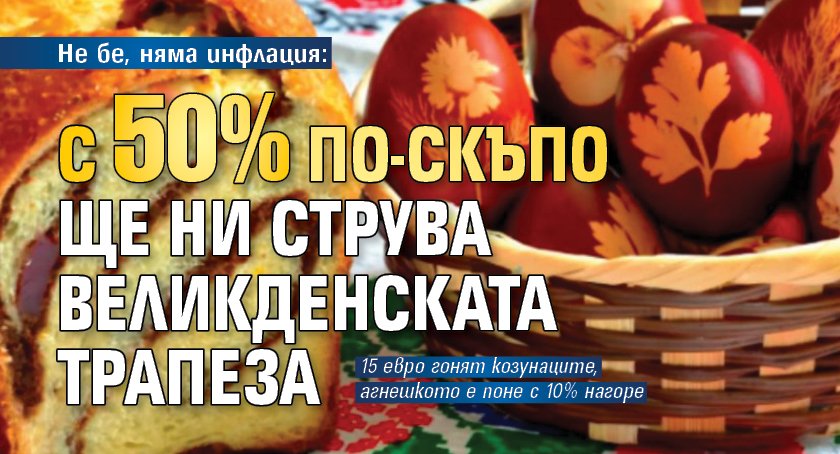 Не бе, няма инфлация: С 50% по-скъпо ще ни струва великденската трапеза