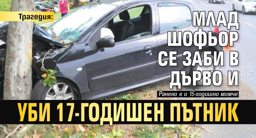 Трагедия: Млад шофьор се заби в дърво и уби 17-годишен пътник