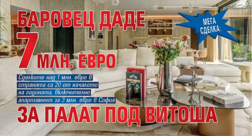 МЕГА СДЕЛКА: Баровец даде 7 млн. евро за палат под Витоша