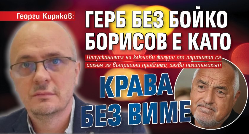 Георги Киряков: ГЕРБ без Бойко Борисов е като крава без виме