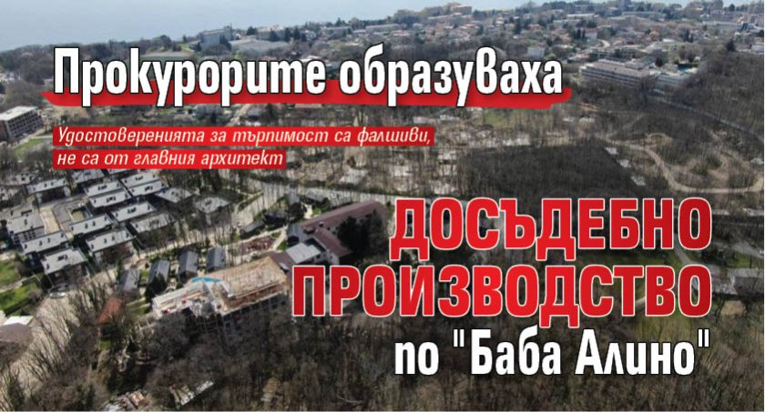 Прокурорите образуваха досъдебно производство по "Баба Алино"