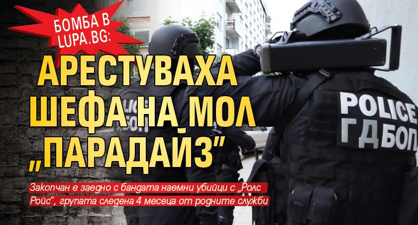 Бомба в Lupa.bg: Арестуваха шефа на МОЛ „Парадайз”