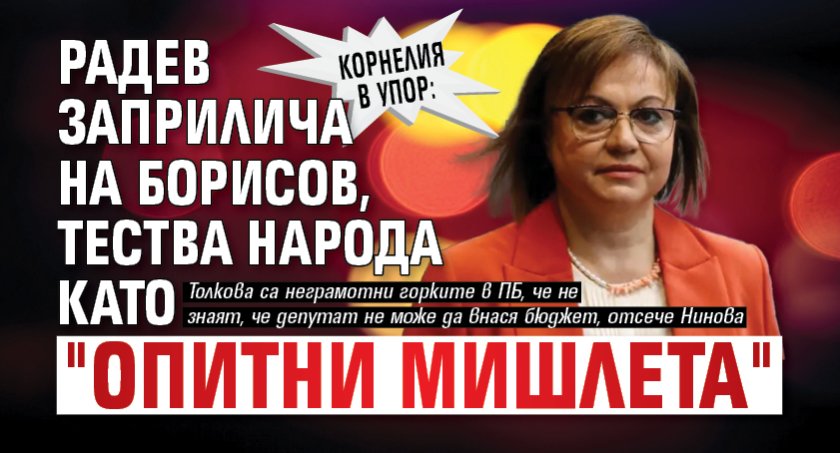 Корнелия в упор: Радев заприлича на Борисов, тества народа като "опитни мишлета" 