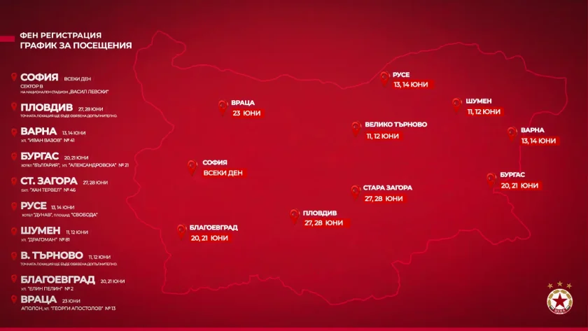 Кампания за фен картите: ЦСКА стартира обиколка в България
