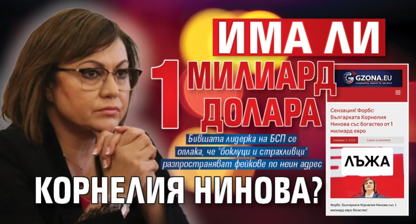 Има ли 1 милиард долара Корнелия Нинова?