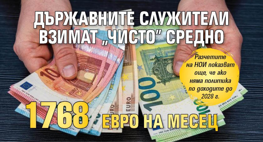 Държавните служители взимат "чисто" средно 1768 евро на месец