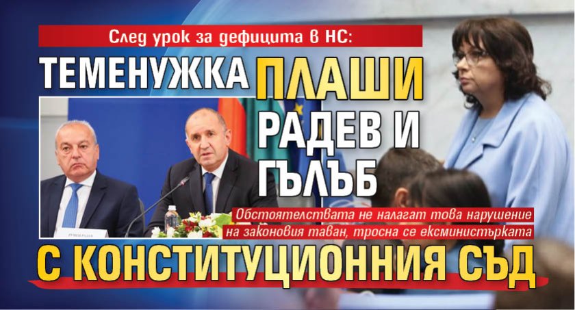 След урок за дефицита в НС: Теменужка плаши Радев и Гълъб с Конституционния съд