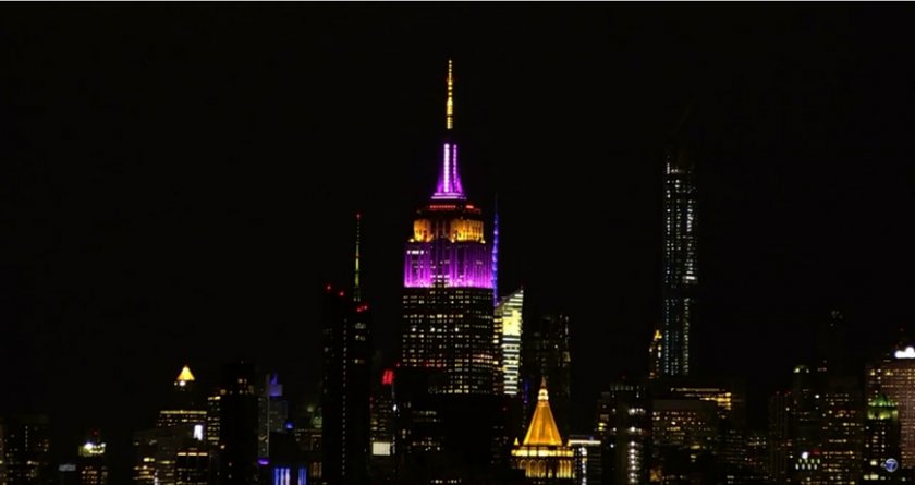 В памет на Коби: „Емпайър Стейт Билдинг“ светна в цветовете на "Лейкърс" (Видео)