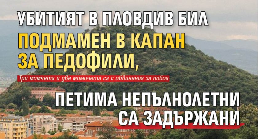Убитият в Пловдив бил подмамен в капан за педофили, петима непълнолетни са задържани
