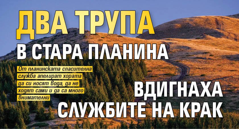 Два трупа в Стара планина вдигнаха службите на крак