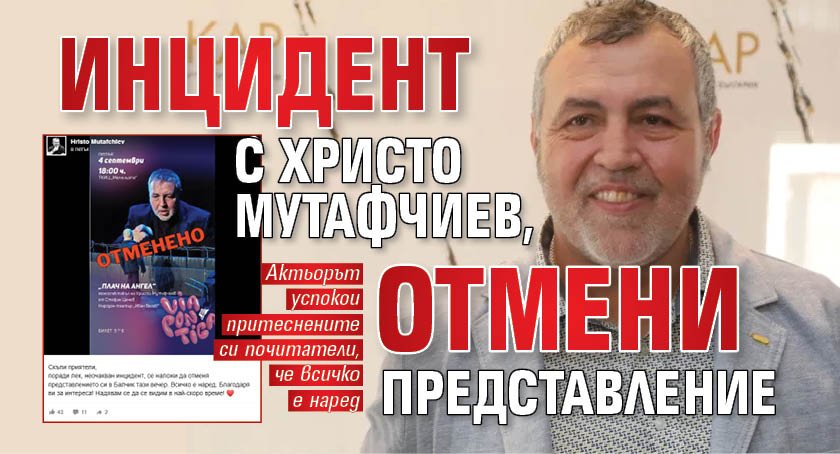 Инцидент с Христо Мутафчиев, отмени представление