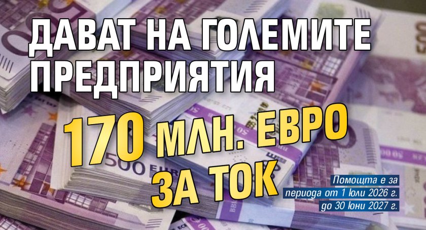Дават на големите предприятия 170 млн. евро за ток