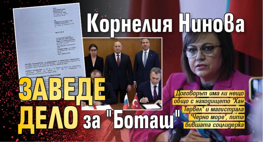 Корнелия Нинова заведе дело за "Боташ"