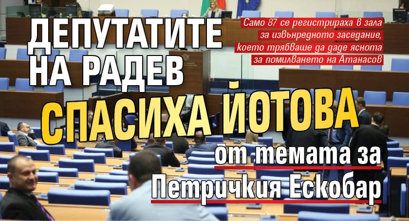 Депутатите на Радев спасиха Йотова от темата за Петричкия Ескобар