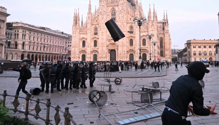 Милано и Болоня осъмнаха в разруха след протестите, прераснали в безредици
