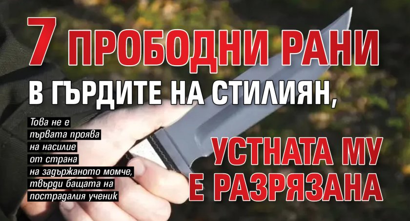 7 прободни рани в гърдите на Стилиян, устната му е разрязана 