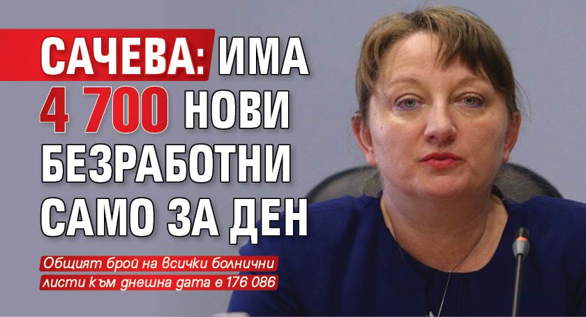 Сачева: Има 4 700 нови безработни само за ден