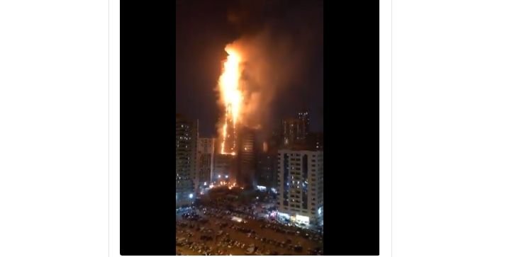 Пожар в небостъргач в ОАЕ, има пострадали 