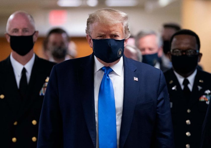 Тръмп за пръв път с маска на публично място (СНИМКИ+ВИДЕО)