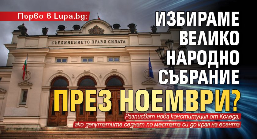 Първо в Lupa.bg: Избираме Велико народно събрание през ноември?