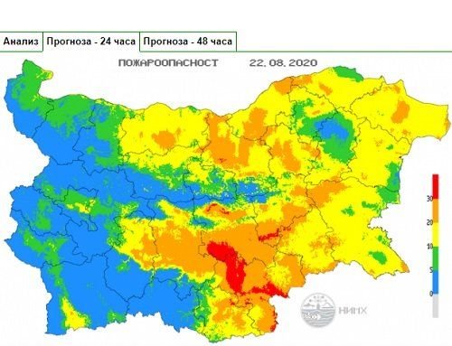 Екстремален индекс за пожари в 5 области в страната 