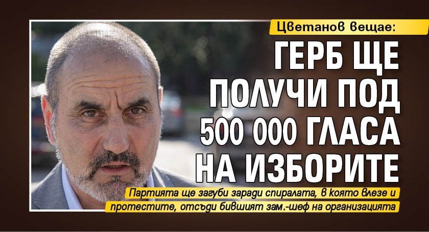 Цветанов вещае: ГЕРБ ще получи под 500 000 гласа на изборите