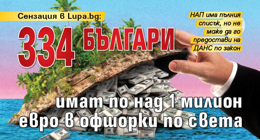 Сензация в Lupa.bg: 334 българи имат по над 1 милион евро в офшорки по света