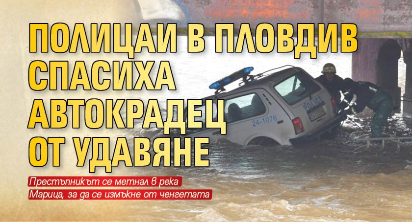 Полицаи в Пловдив спасиха автокрадец от удавяне