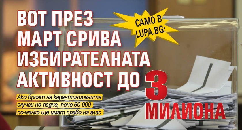 Само в Lupa.bg: Вот през март срива избирателната активност до 3 милиона