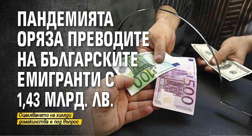 Пандемията оряза преводите на българските емигранти с 1,43 млрд. лв.