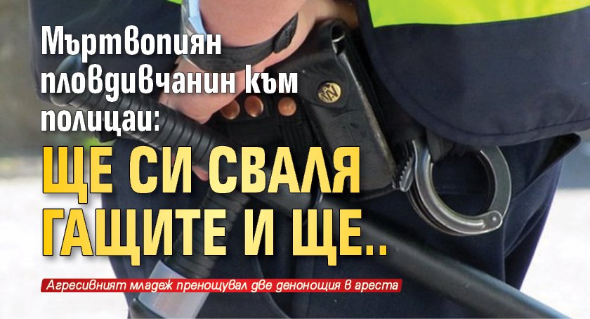 Мъртвопиян пловдивчанин към полицаи: Ще си сваля гащите и ще..