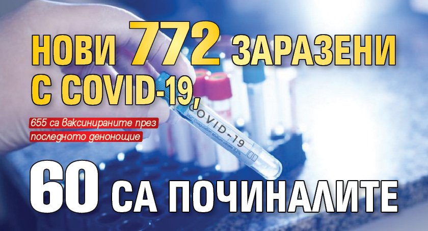 Нови 772 заразени с Covid-19, 60 са починалите
