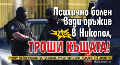 Ужас! Психично болен вади оръжие в Никопол, троши къщата!