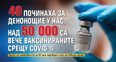 40 починаха за денонощие у нас, над 50 000 са вече ваксинираните срещу COVID-19