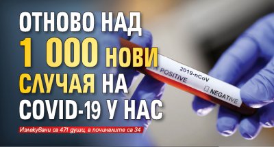 Отново над 1 000 нови случая на COVID-19 у нас