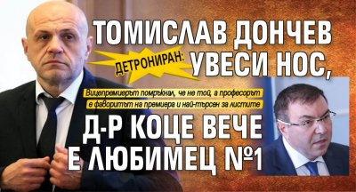 Детрониран: Томислав Дончев увеси нос, д-р Коце вече е любимец №1