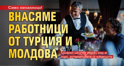 Само началници! Внасяме работници от Турция и Молдова