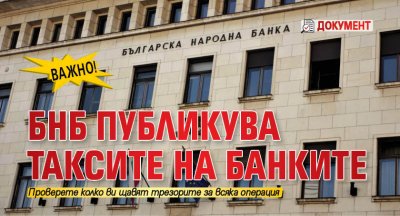 ВАЖНО! БНБ публикува таксите на банките (ДОКУМЕНТ)