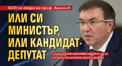 БСП се скара на проф. Ангелов: Или си министър, или кандидат-депутат