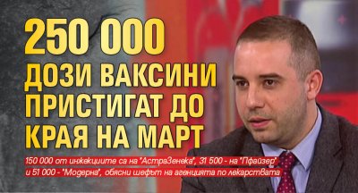 250 000 дози ваксини пристигат до края на март 