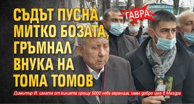 ГАВРА: Съдът пусна Митко Бозата, гръмнал внука на Тома Томов